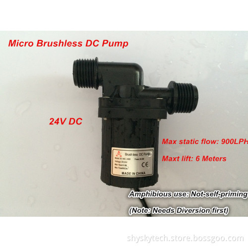 Small Water Pump DC40C-2460, for Water Circulation Aquarium Car Washing Fountain Irrigation, Submersible, 900LPH 6M